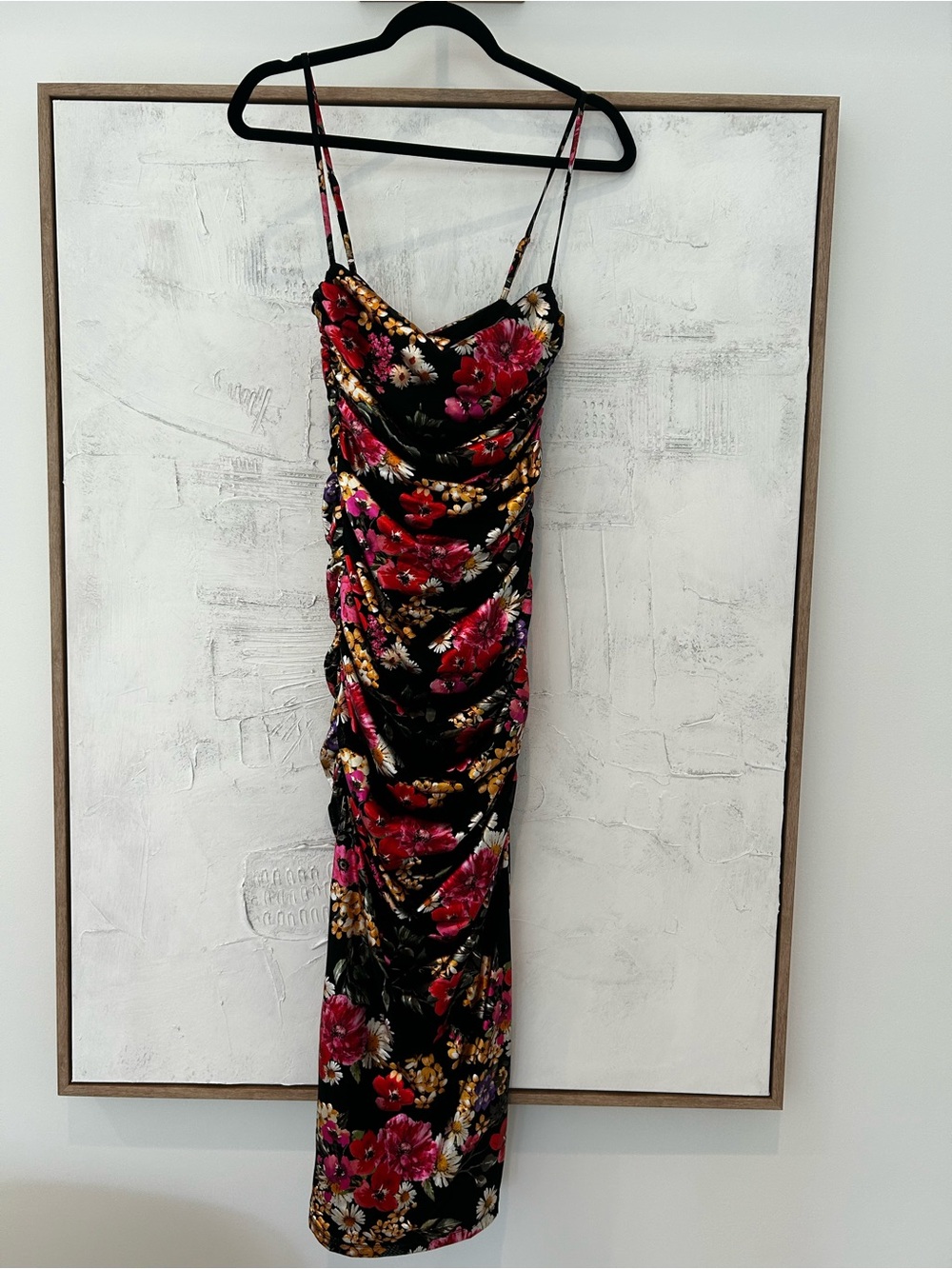 Revolve Electric Midi Dress in Black + Floral - Picture 4 of 7